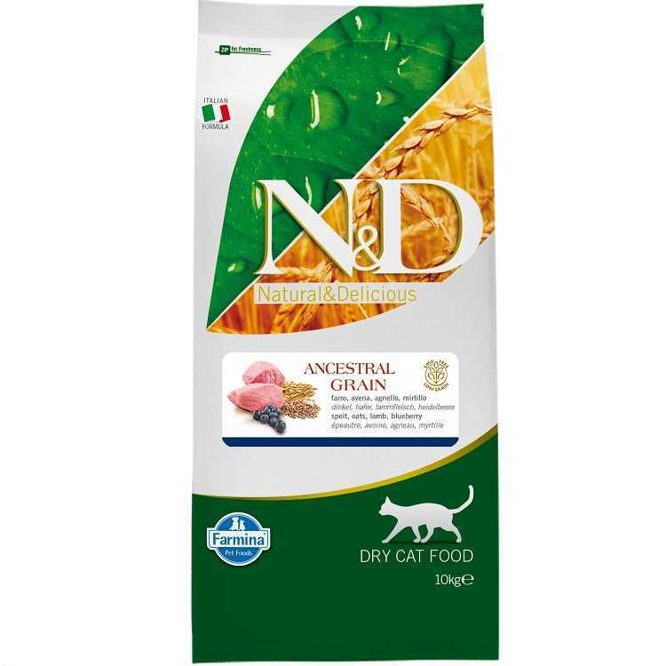 N&amp;D Düşük Tahıllı Kuzu Etli ve Yaban Mersinli Kedi Maması 10 Kg