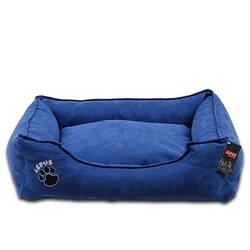 Lepus Soft Fermuarlı Köpek Yatağı Mavi X Large