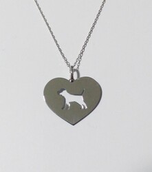 Petcanlar Kalp Desenli Köpek Figürlü Gümüş Kolye Silver 925 Ayar