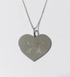 Petcanlar İçi Dolu Köpek Figürlü Kalp Şekilli Gümüş Kolye Silver 925 Ayar