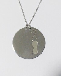 Petcanlar Lazer Kesim Kedi Figürlü Yuvarlak Gümüş Kolye Silver 925 Ayar