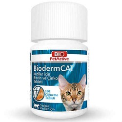 Pet Active Bioderm Kediler İçin Deri Ve Tüy Sağliğini Koruyucu Biyotin Çinko Tablet 100 Adet
