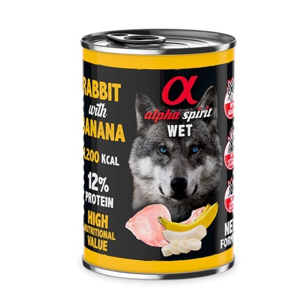 Alpha Spirit Wet Foot Muzlu Tavşan Etli Yetişkin Köpek Konservesi 400 Gr