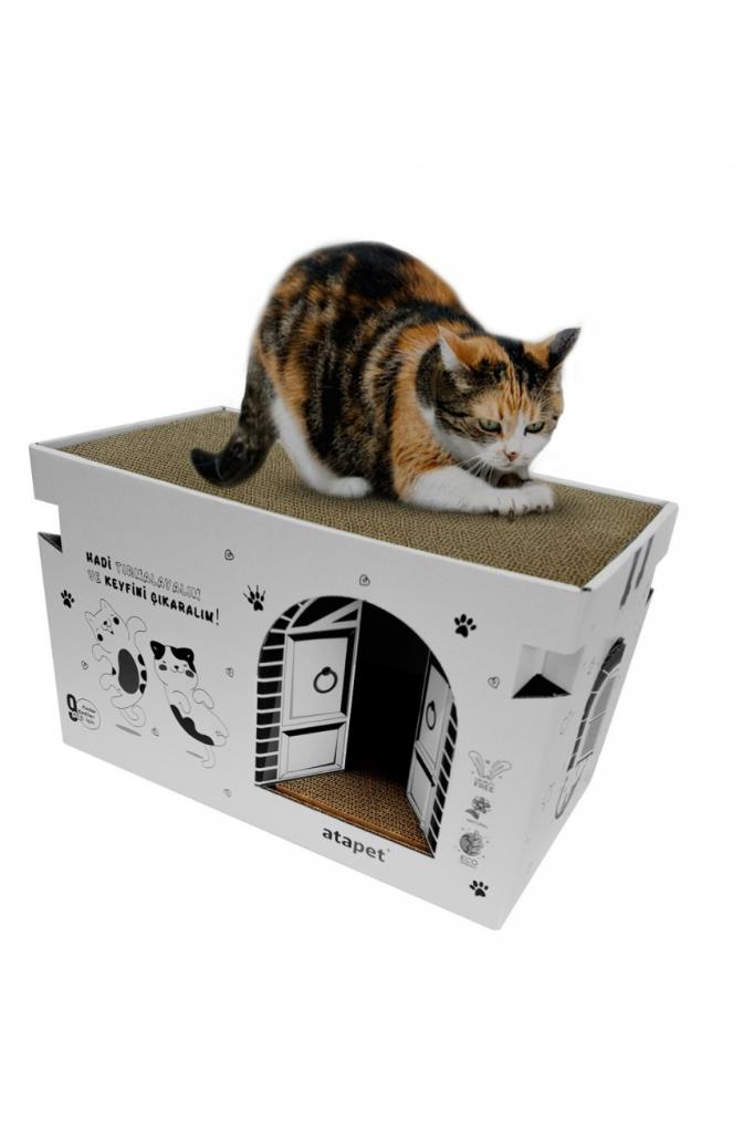 Ata Home Karton Kedi Tırmalama ve Dinlenme Evi