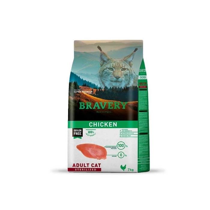 Bravery Tahılsız Kısırlaştırılmış Kedi Maması Tavuklu 2 Kg