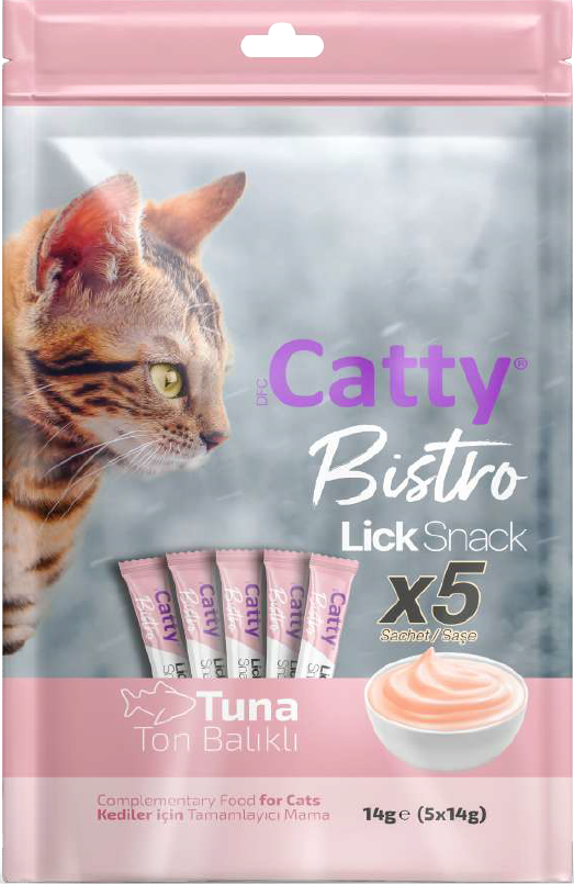 Catty Bistro Yavru Kedi Lick Snack Ton Balıklı 5X14 Gr