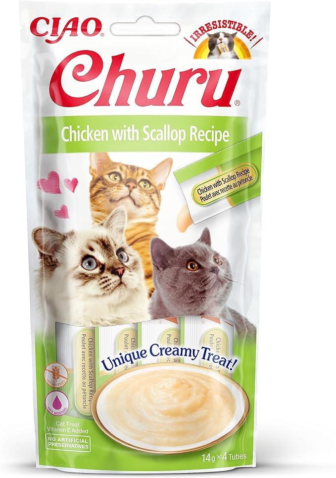 Ciao Churu Cream Tavuklu ve Deniz Taraklı Kedi Ödül Kreması 4x14 Gr