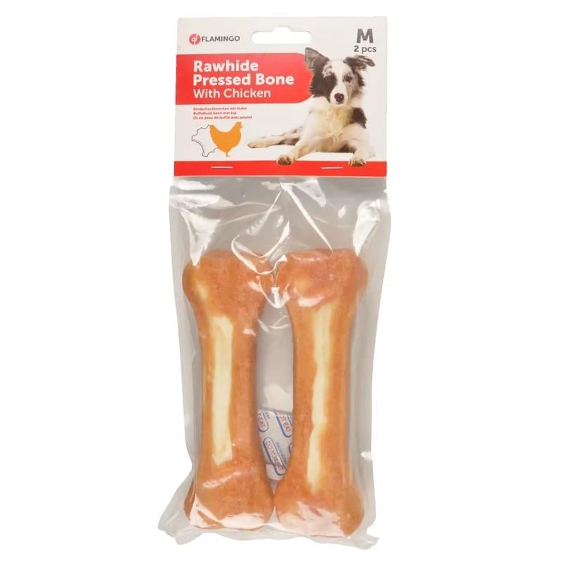 Flamingo Tavuk Kaplı Kemik 2'Li Köpek Ödülü 15 Cm