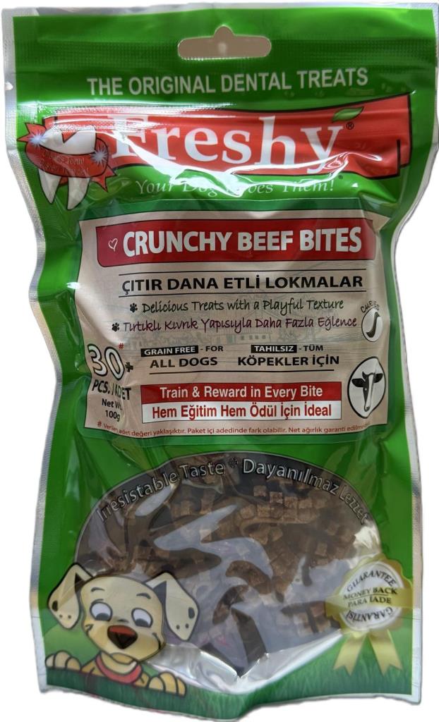 Freshy Natural Çıtır Dana Etli Lokmalar Köpek Ödülü 100 Gr