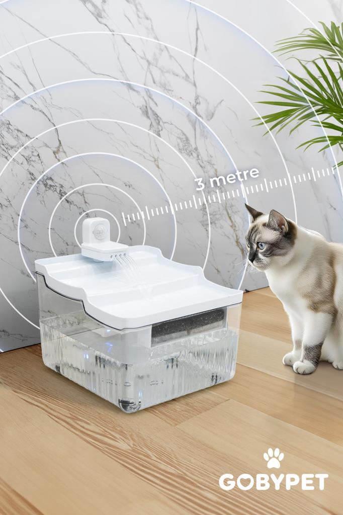 Gobypet Hareket Sensörlü Sessiz Kedi Köpek Su Sebili Sebili