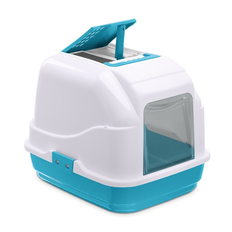 Imac Easy Cat Kapalı Kedi Tuvaleti Mavi Beyaz 50x40x40 Cm