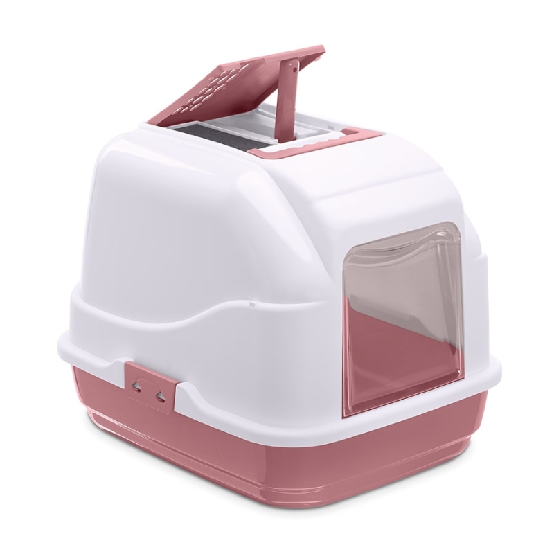 Imac Easy Cat Kapalı Kedi Tuvaleti Pembe Beyaz 50x40x40 Cm