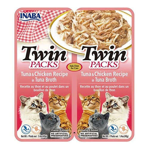 Ciao Inaba CiaoTwin Packs Ton Balıklı ve Tavuklu Kedi Çorbası 2X40 Gr