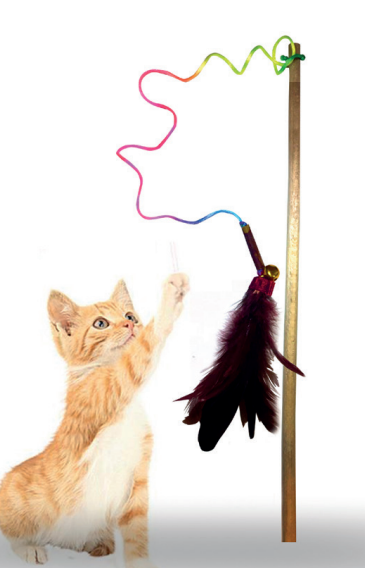 Matatabi Cats Ahşap Saplı Kedi Olta Oyuncağı Tüylü