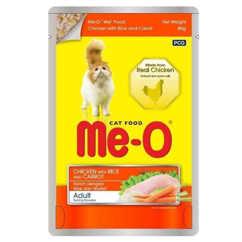 Me-O Pouch Tavuk Etli Pirinç Havuç Kedi Kedi Yaş Mama 80 Gr 
