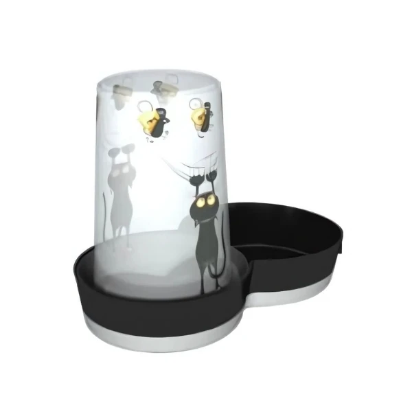 Moderna Kedi Fare Desenli Kedi ve Küçük Irk Köpek için Plastik Su Kabı 1.5 Lt