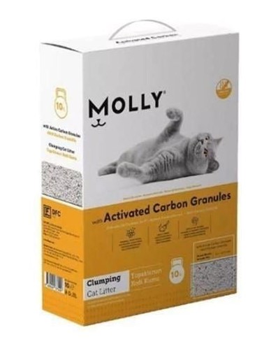 Molly Aktif Karbon Granüllü Bentonit Kedi Kumu 10 Lt