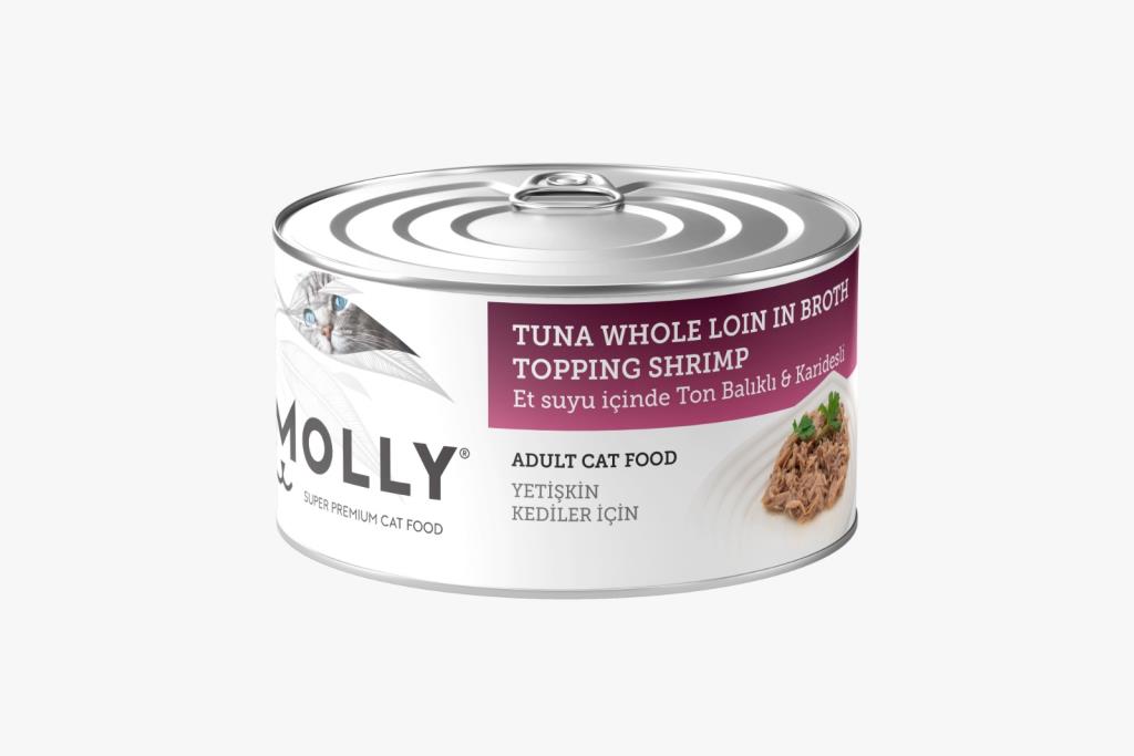 Molly Et Suyu İçinde Ton Balıklı Karidesli Tahılsız Kedi Konservesi 85 Gr