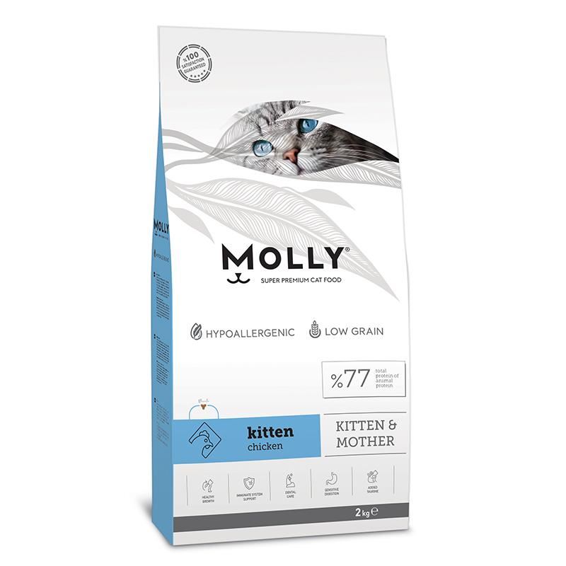 Molly Kitten Düşük Tahıllı Tavuklu Yavru Kedi Maması 2 Kg