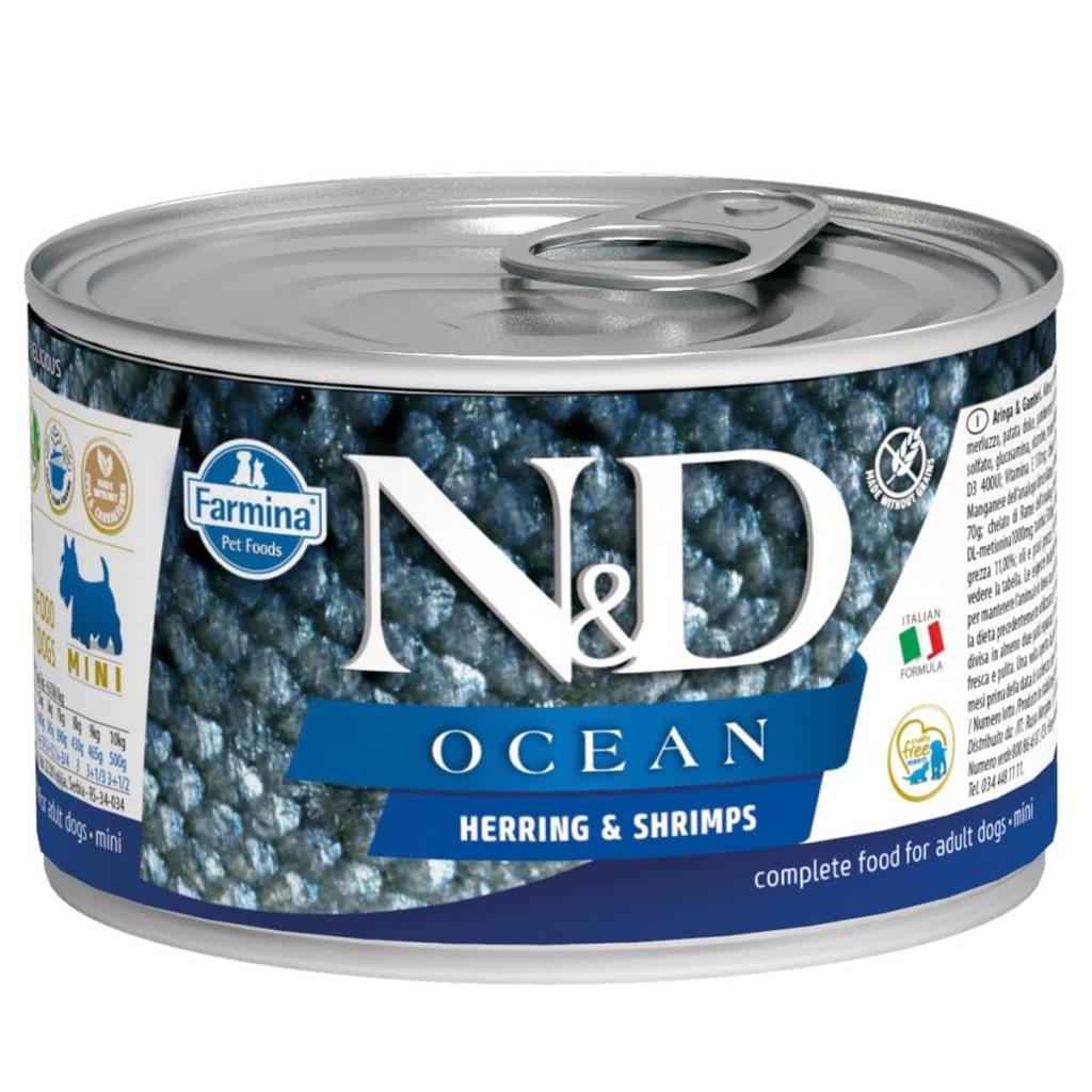 N&D Mini Ocean Ringa Balıklı Karidesli Köpek Konservesi 140 Gr