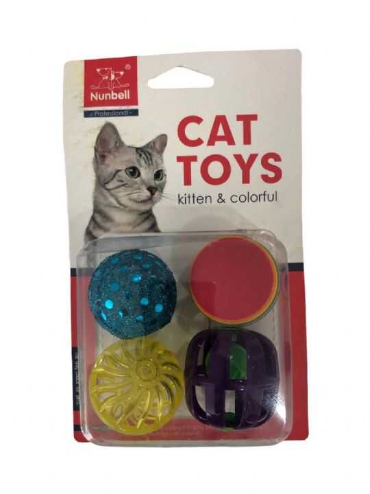 Nunbell Cats Kedi Oyuncağı Renkli Toplar 4 lü