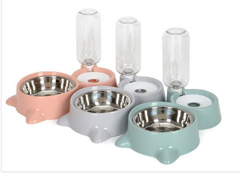 Nunbell Kedi Köpek Çift Hazneli 2'Lİ Beslenme Mama ve Su Kabı 500 ml
