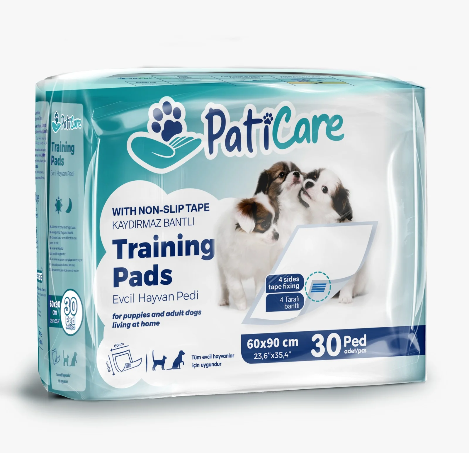 PatiCare Yapışkanlı Kedi Köpek Çiş Pedi Mavi 60x90 cm 30'lu