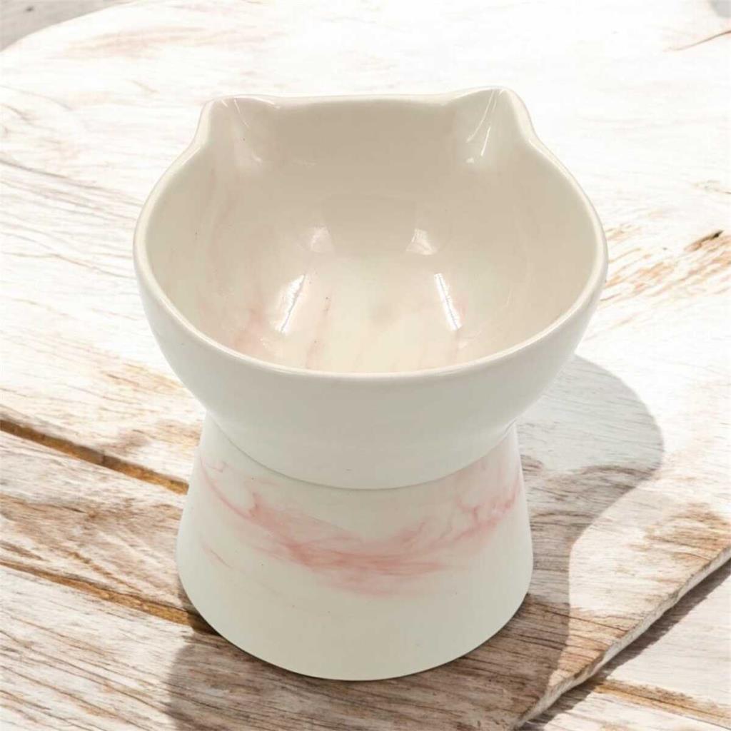 Pet Pretty Anyaklı Kedi Figür Su Mama Kabı Pembe Desen