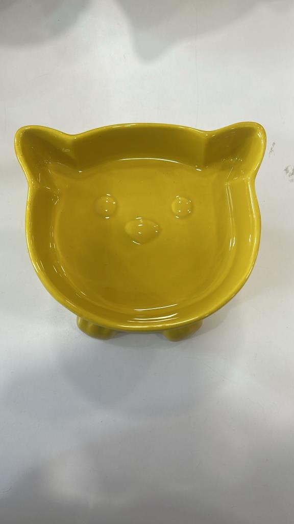 Pet Pretty Ayaklı Kedi Kafa Mama Su Kabı Sarı 300 ml