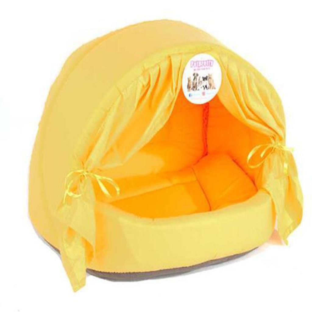 Pet Pretty Perdeli Kumaş Yuva Sarı Yatak 40X50X36 Cm
