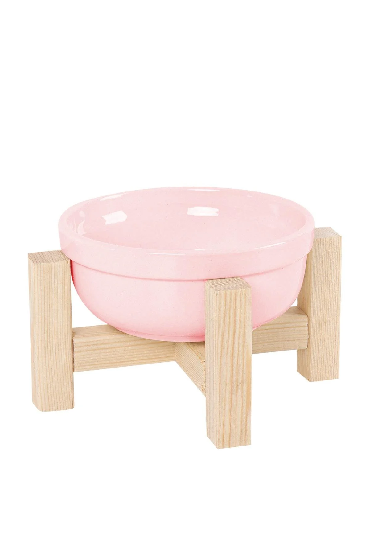 Petcanlar Ahşap Standlı Seramik Dekoratif Kedi Köpek Mama Ve Su Kabı 12 Cm