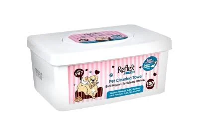 Reflex Care Bebek Pudrası Kokulu Kedi ve Köpekler için Temizleme Mendili 100 Lü