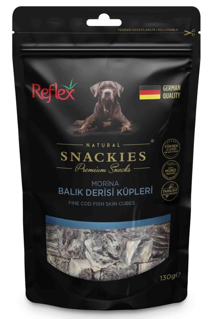Reflex Snackies Morina Balık Derisi Küpleri Köpek Ödül Maması 130 Gr 