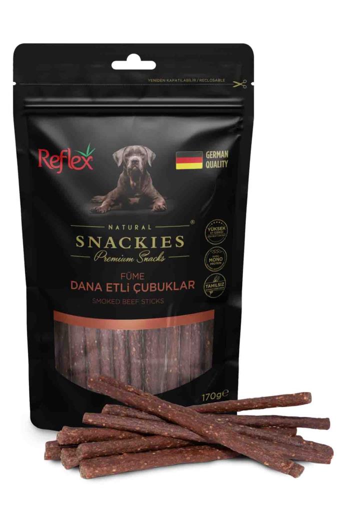 Reflex Snackies Natural Füme Dana Etli Tahılsız Köpek Ödül Çubuğu 170 Gr 