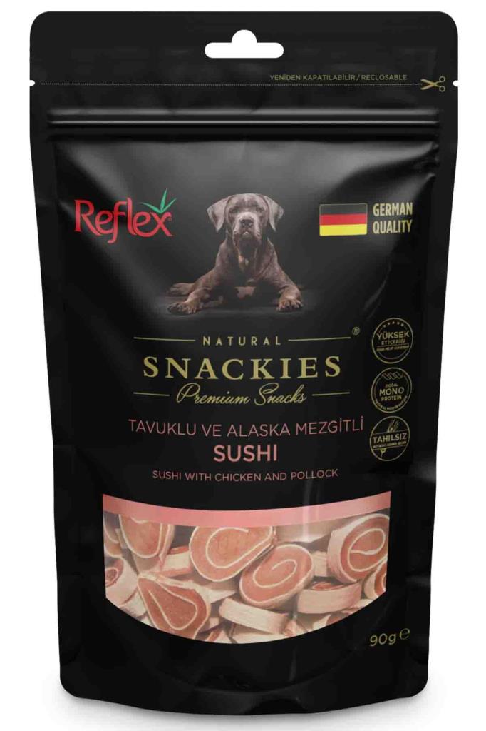 Reflex Snackies Tavuklu ve Balıklı Sushi Köpek Ödül Maması 90 Gr