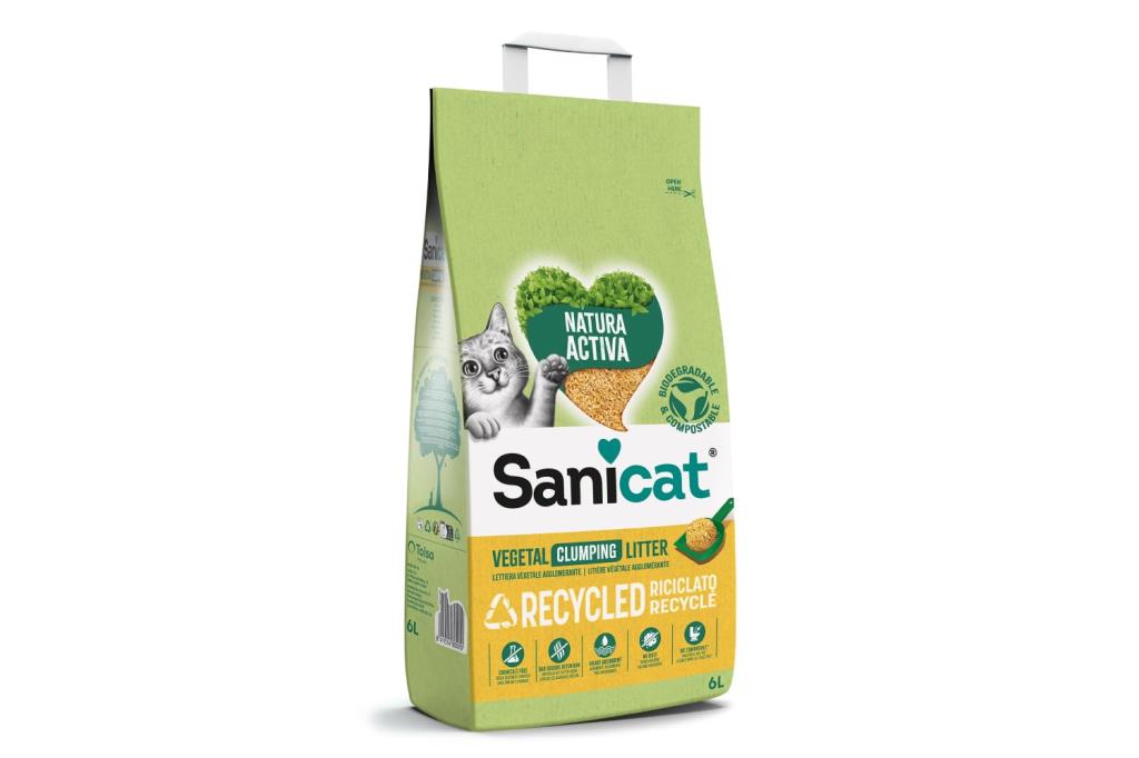 Sanicat Natura Activa Doğal Geri Dönüştürülmüş Bitkisel Topaklaşan Kedi Kumu 10 Lt
