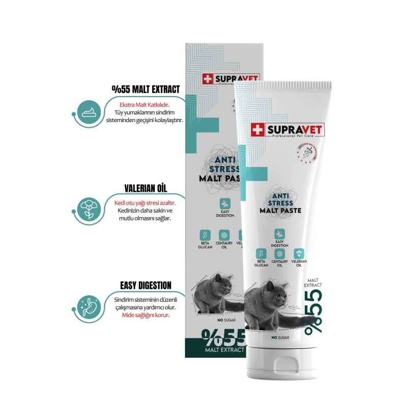 Supravet Anti Stress Relax Paste Sakinleştirici Şekersiz Kedi Macunu 100 Gr