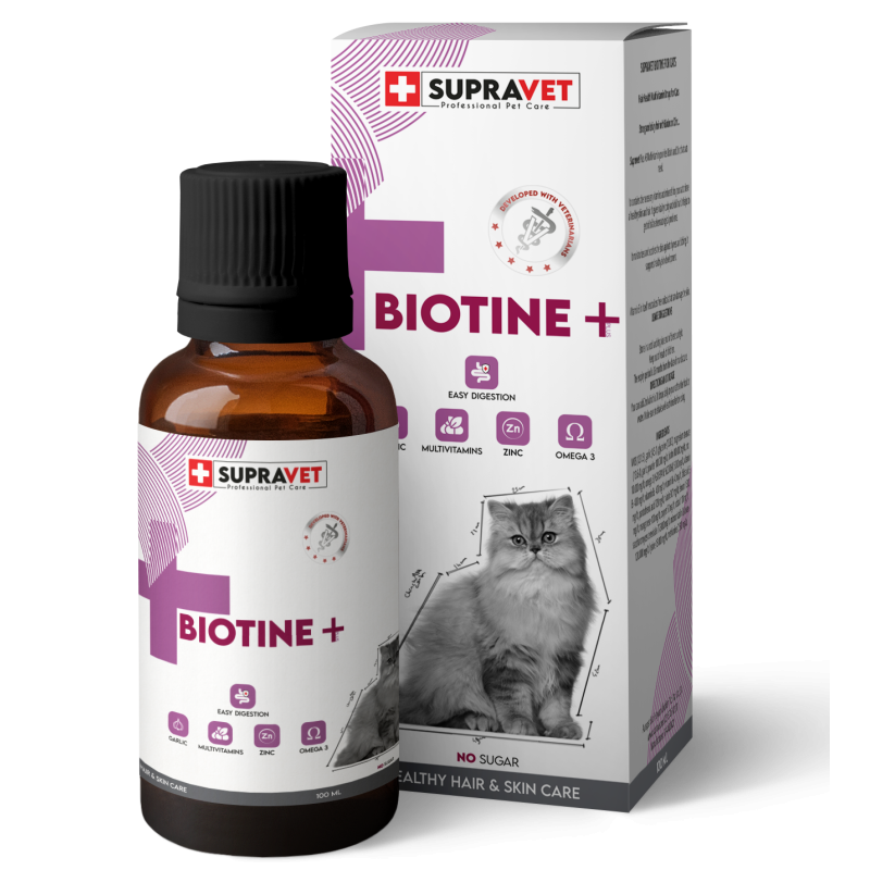 Supravet + Zinc + Multi Vitamin Kediler Için Tüy Sağlığı Damlası Plus +B For Biotine Damla 100 ml