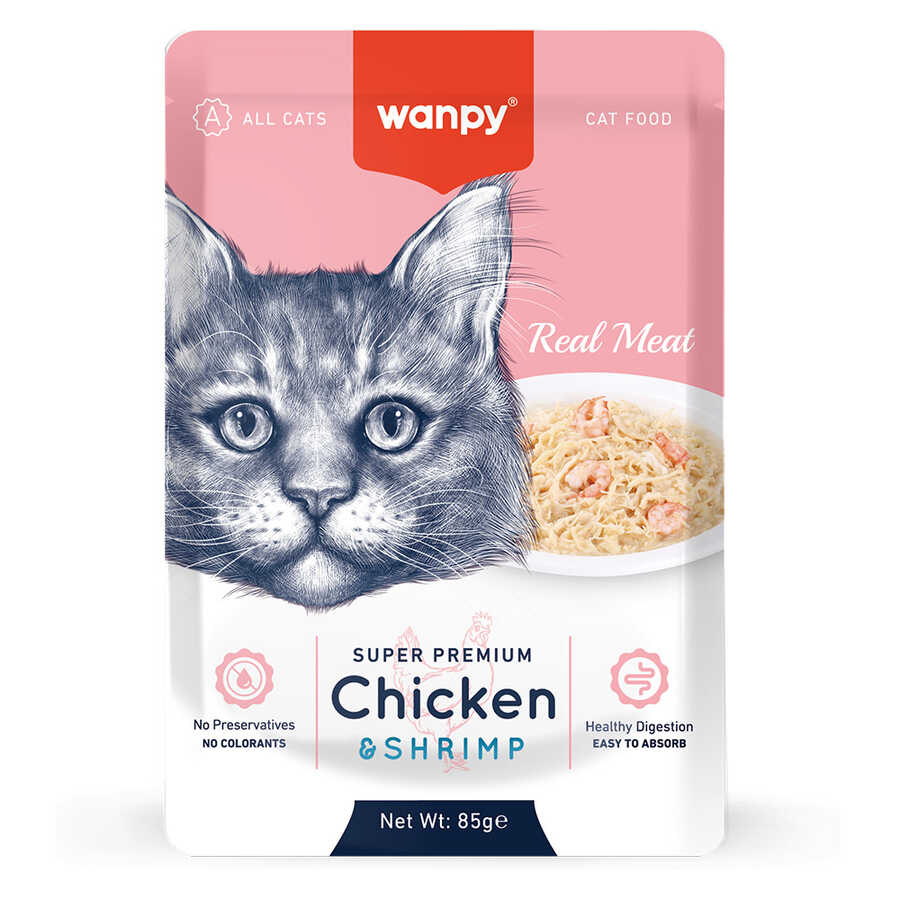 Wanpy Pouch Tavuklu Deniz Taraklı Yaş Kedi Maması 85 Gr