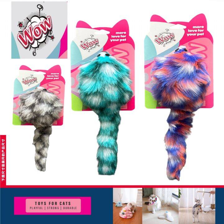 Wow Peluş Kedi Oyuncak Tüylü Renkli Fare
