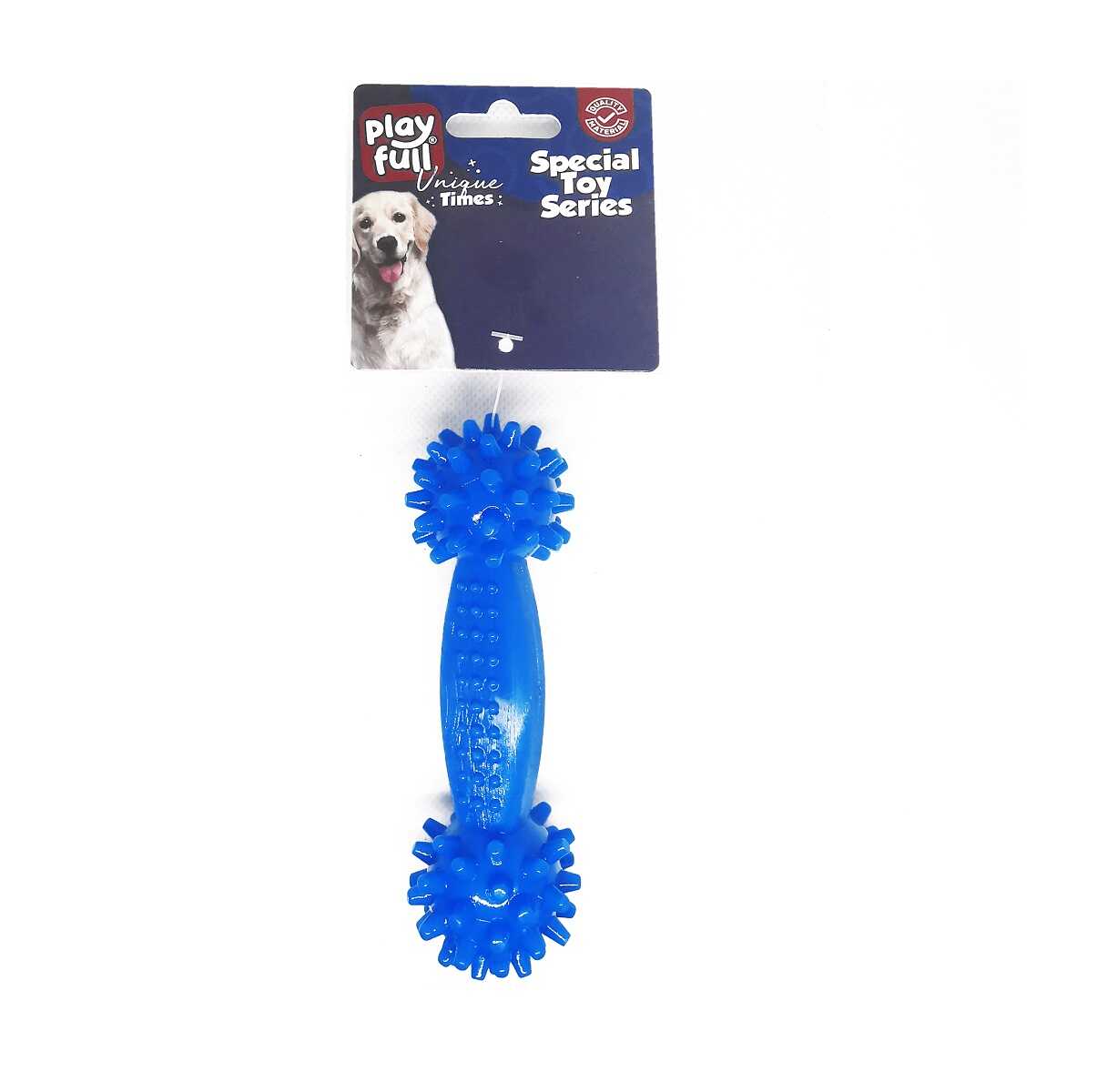 Playfull Dumbell Şeklinde Tırtıklı Plastik Köpek Oyuncağı 12x4 Cm