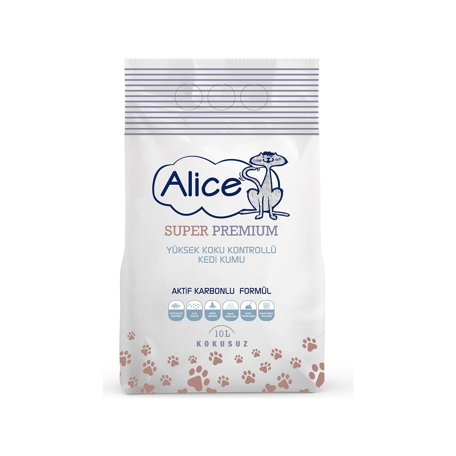 Alice Aktif Karbonlu Super Premium Topaklaşan Kedi Kumu 10 Lt
