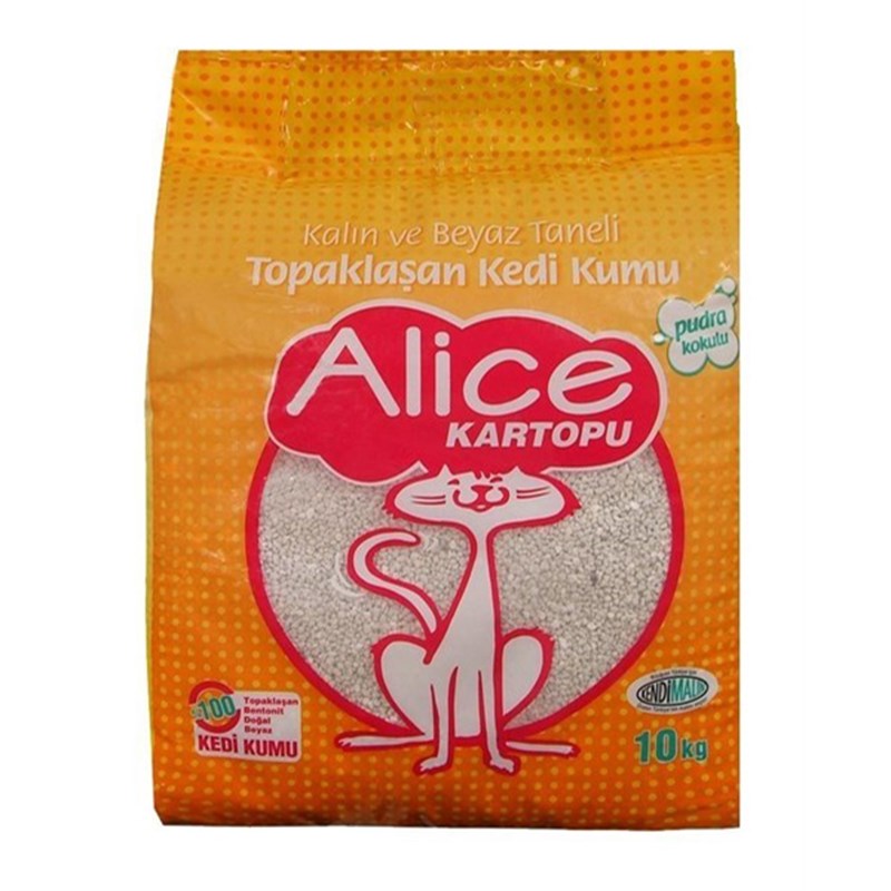 Alice Kartopu Topaklaşan Parfümlü Kalın Taneli Kedi Kumu 10 Kg