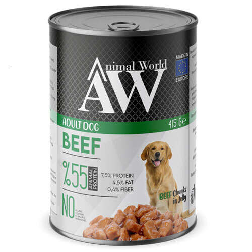 Animal World Chucks in Jelly Beef Biftek Etli Köpek Yaş Maması 415 Gr