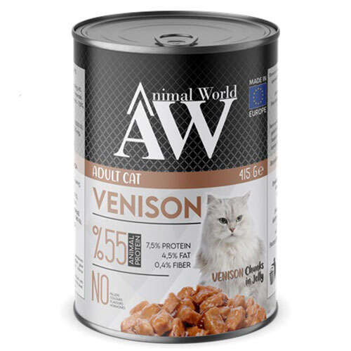 Animal World Chucks in Jelly Venison Geyik Etli Kedi Yaş Maması 415 Gr