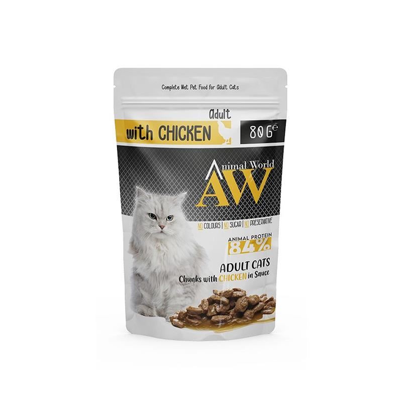 Animal World Tavuklu Yetişkin Kedi Konservesi 80 Gr