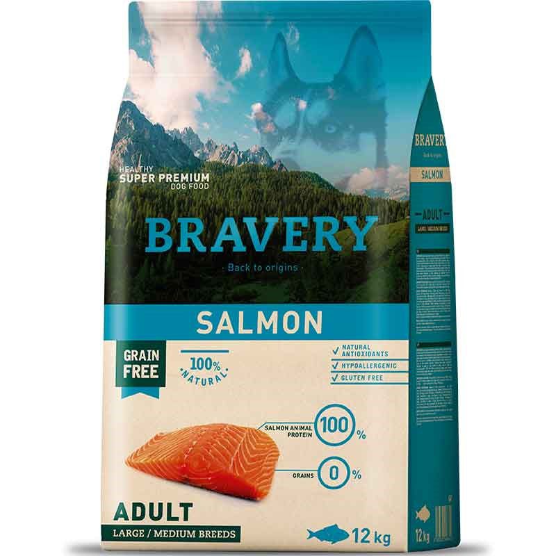 Bravery Adult Medium Large Somonlu Tahılsız Köpek Maması 12 Kg