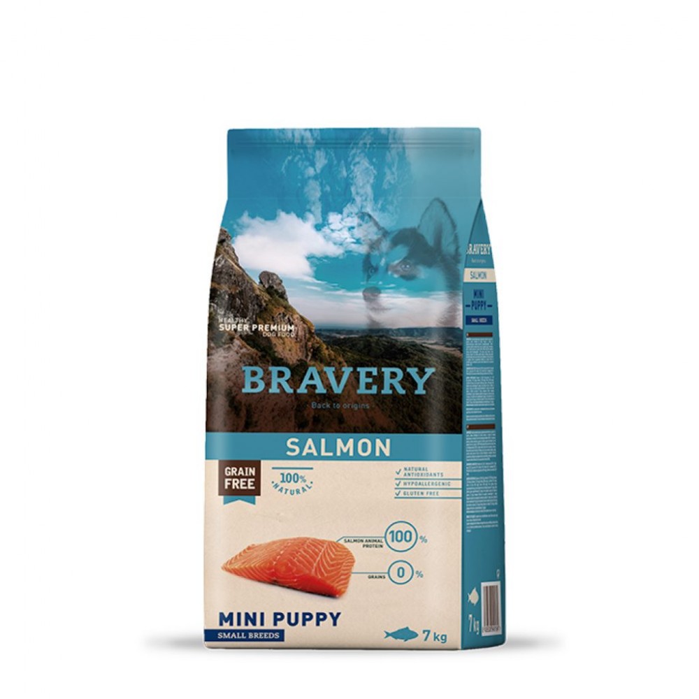 Bravery Mini Puppy Köpek İçin Somonlu Tahılsız Kuru Maması 7 Kg