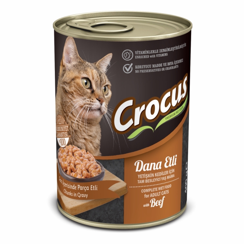 Crocus Yetişkin Kedi Dana Etli Yaş Mama 400 Gr