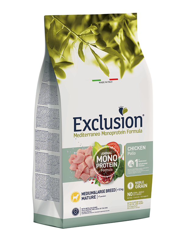 Exclusion Monoprotein Düşük Tahıllı Tavuklu Medium  Large Yaşlı Köpek Maması 12 Kg